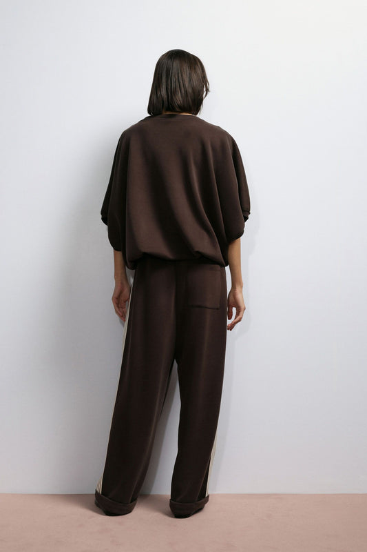 Imperial joggingbuxur með röndum, brúnar