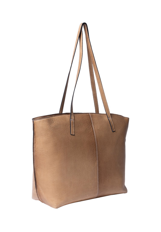 Malou leðurtaska, taupe