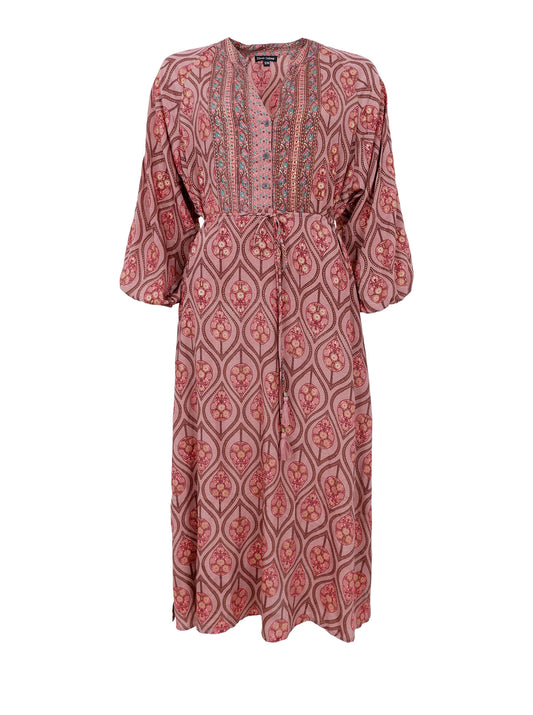 Luna raglan kjóll, rauð/bleikur