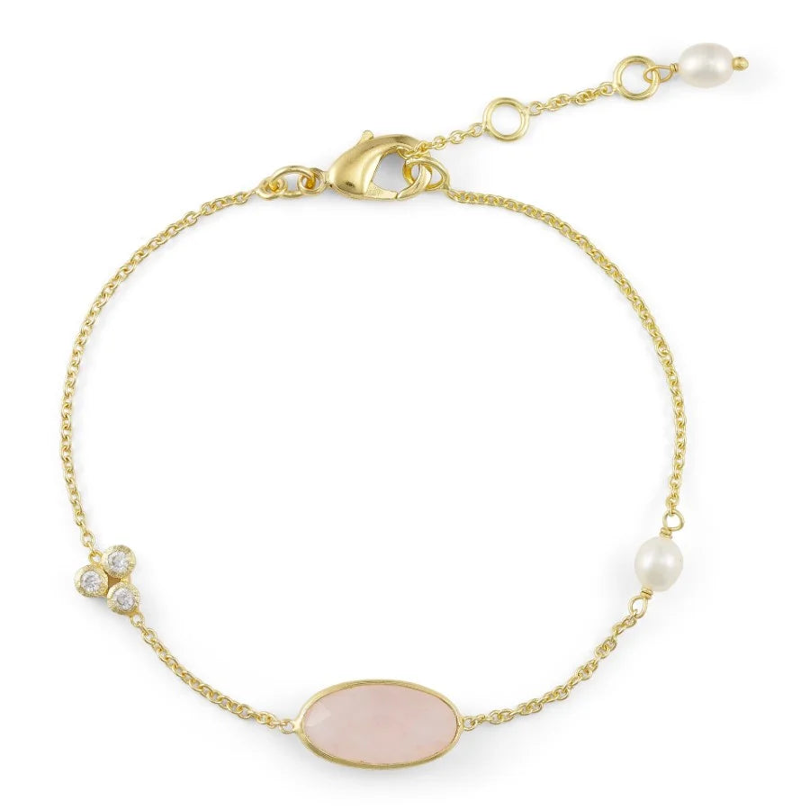 Armband, bleikur steinn
