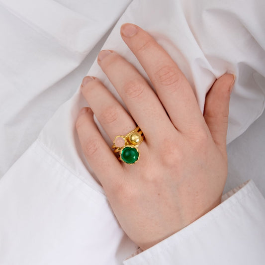 Náttúrusteina hringur, bleikur