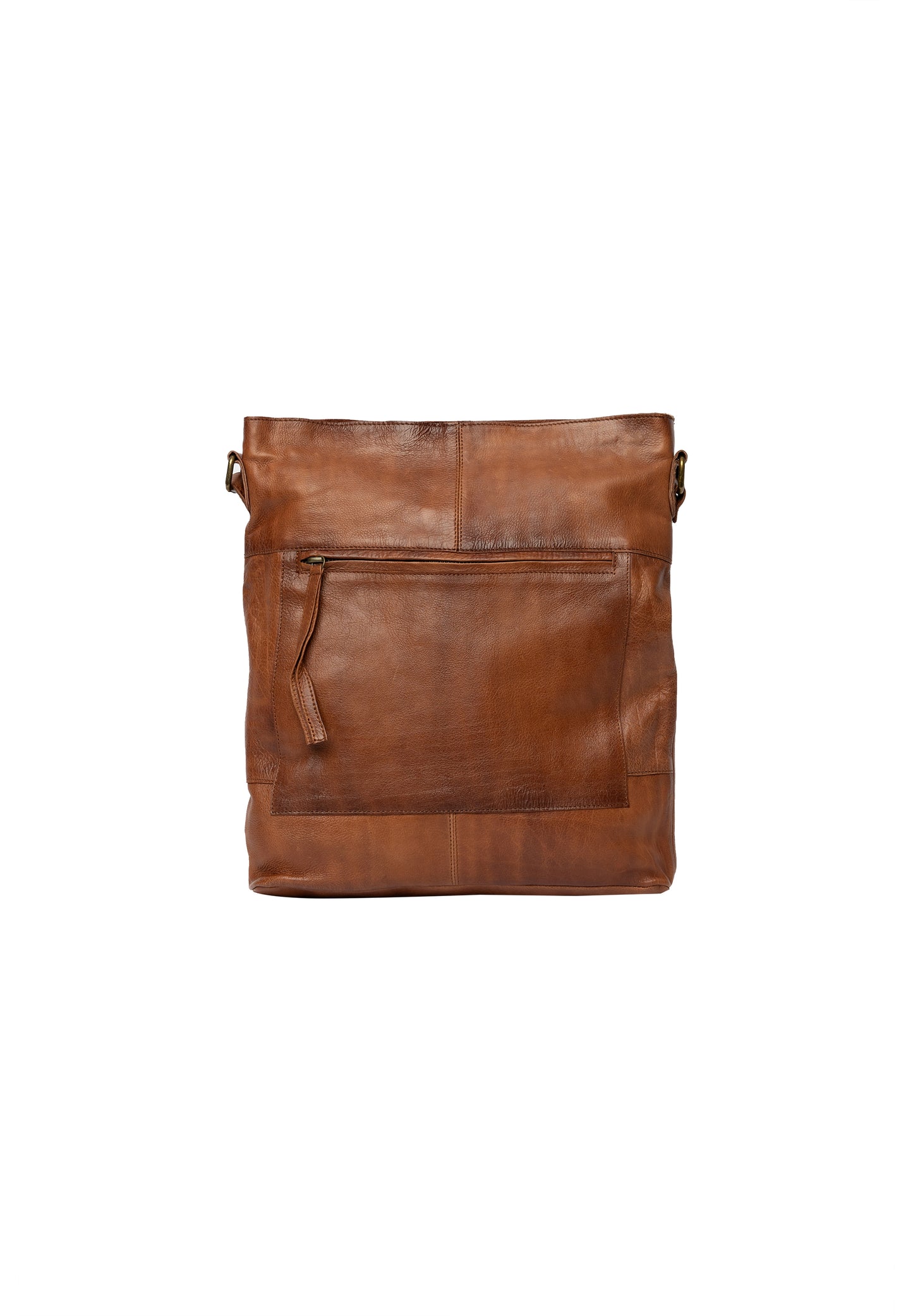Storslet leðurtaska, walnut