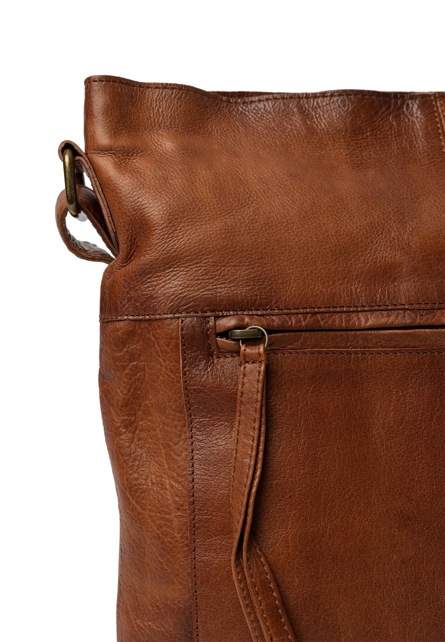 Storslet leðurtaska, walnut