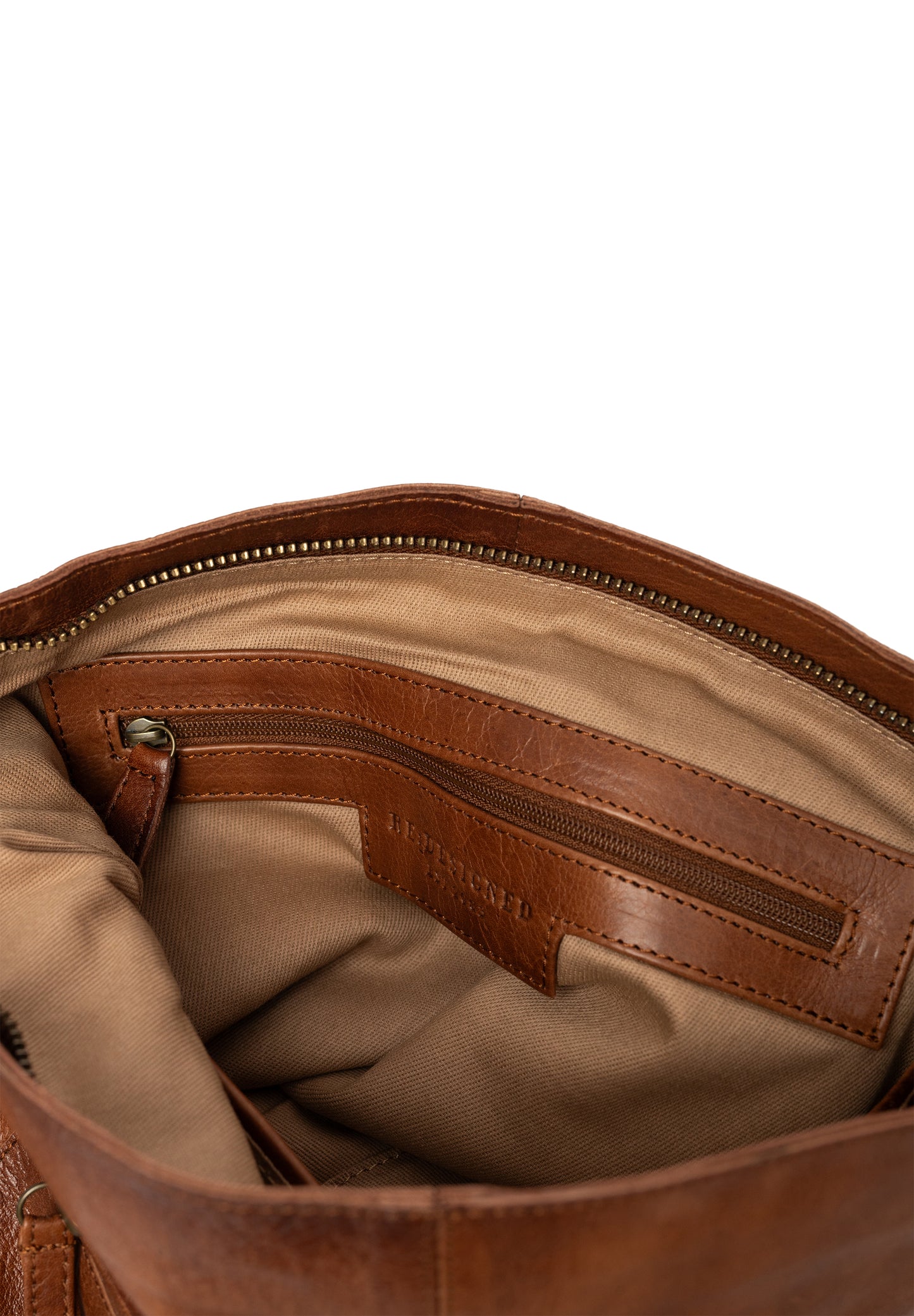 Storslet leðurtaska, walnut