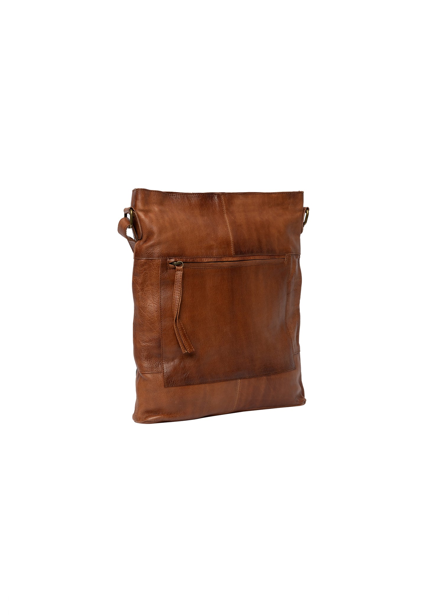 Storslet leðurtaska, walnut
