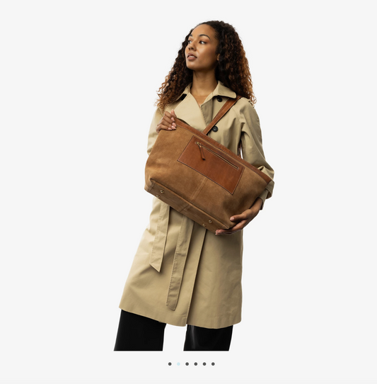 Helia rúskinns/leður shopper taska