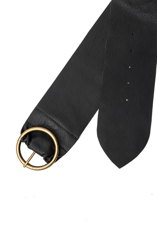 Hila mittisleðurbelti, svart