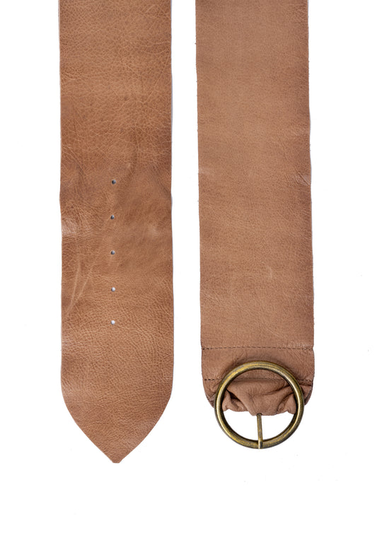 Hila mittisleðurbelti, taupe