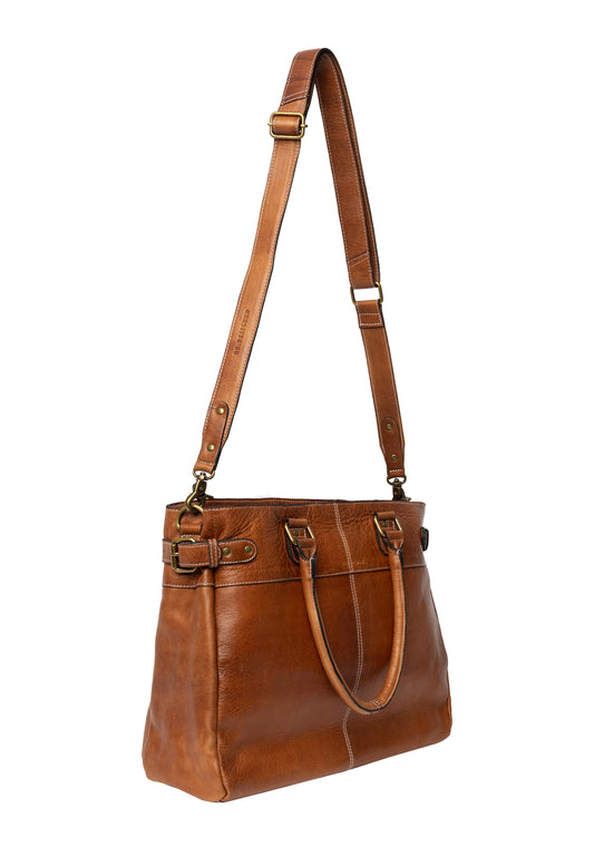 Hiroko leðurtölvutaska, walnut