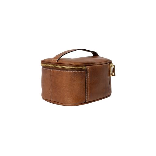 Helga leður snyrtitaska, walnut
