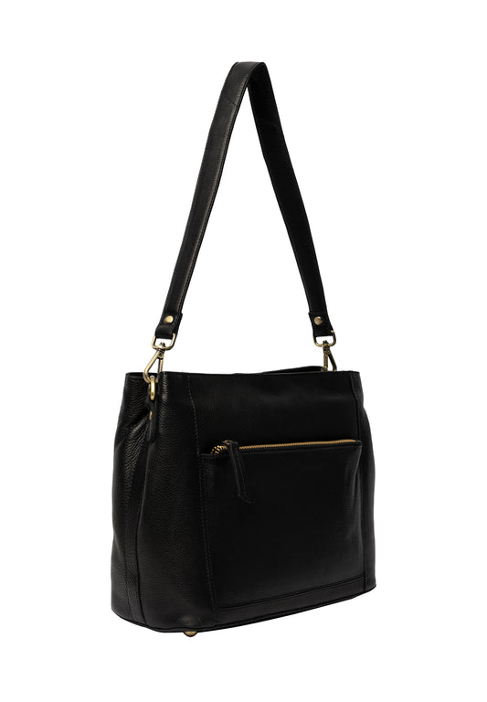 Myra leðurtaska, minni, svört