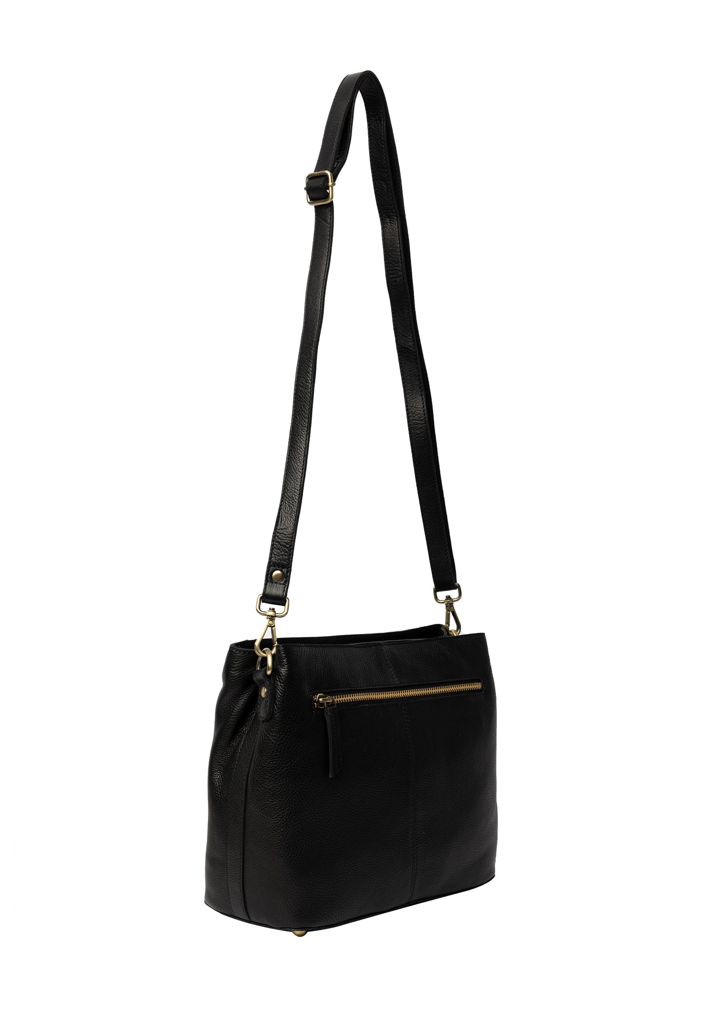 Myra leðurtaska, minni, svört