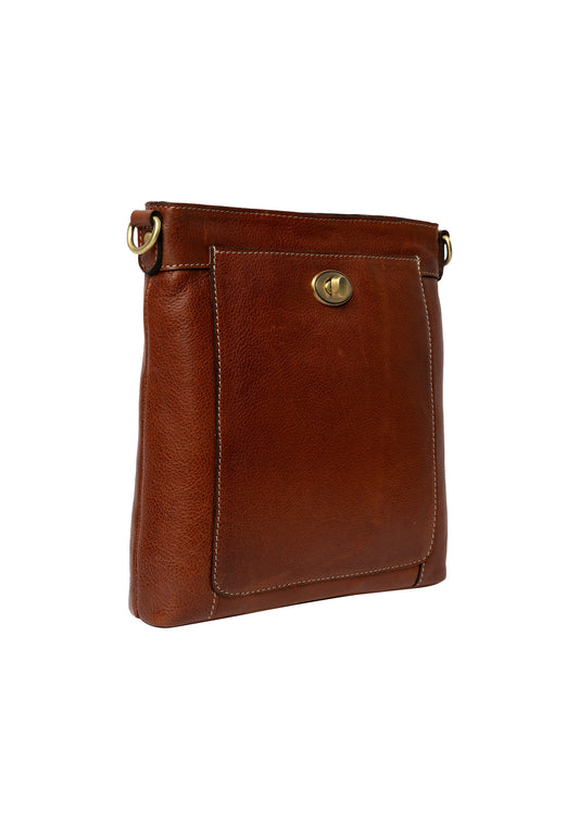 Moa leðurtaska, koníaksbrún