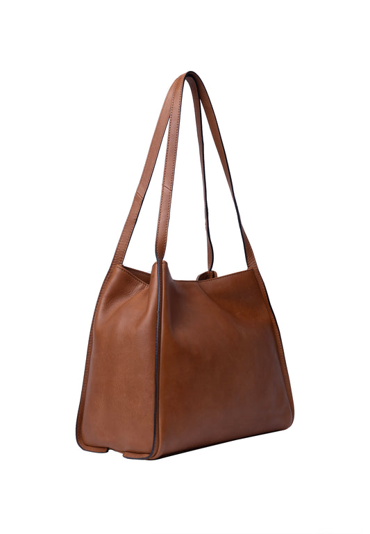 Nino leðurshopper, tan