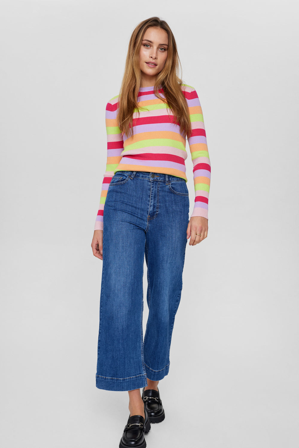 NuParis cropped gallabuxur, bláar