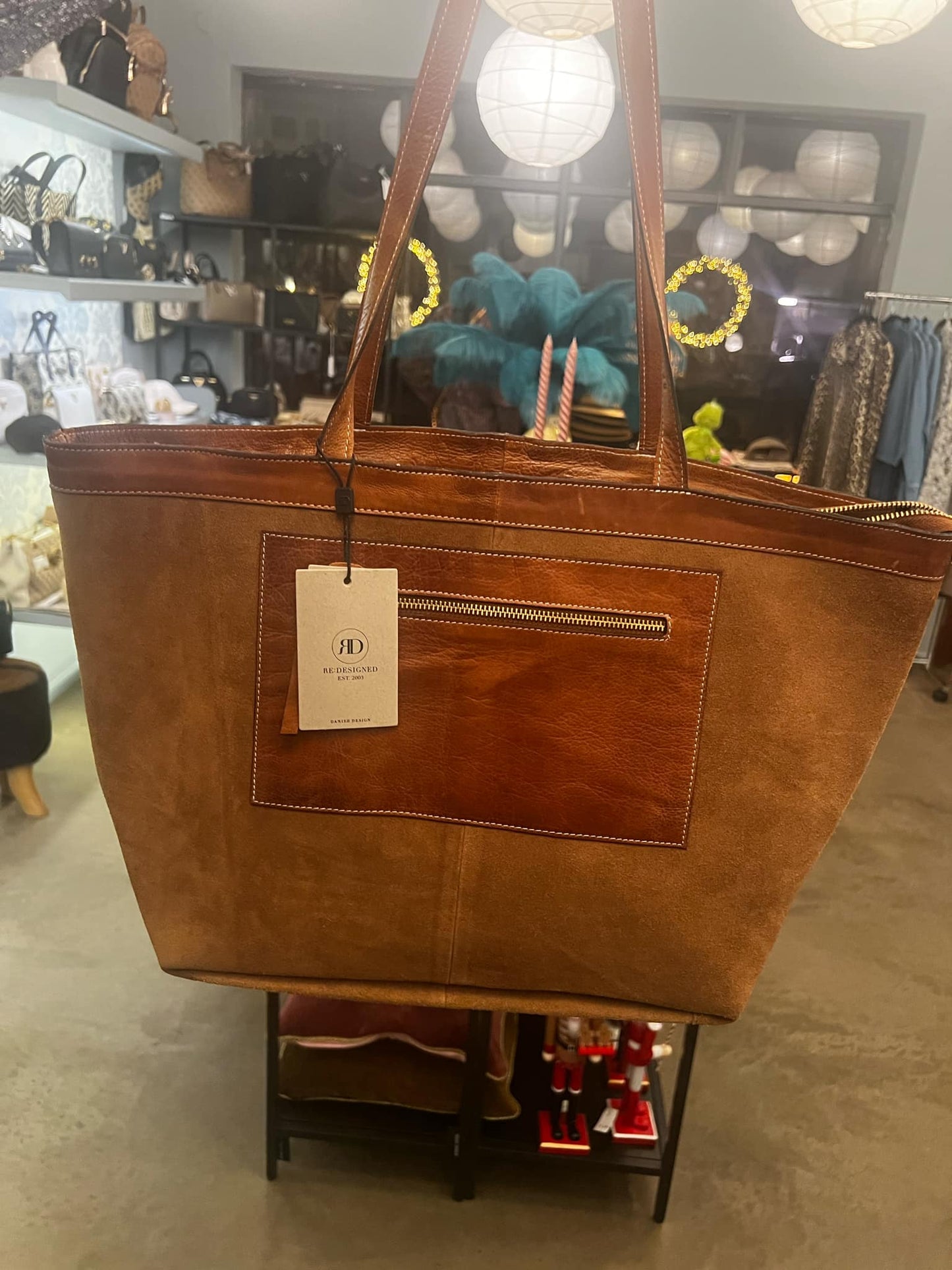 Helia rúskinns/leður shopper taska