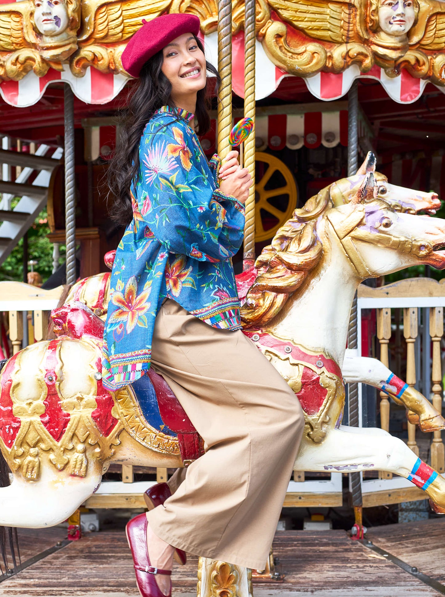 Addi Beret hattur, vínrauður