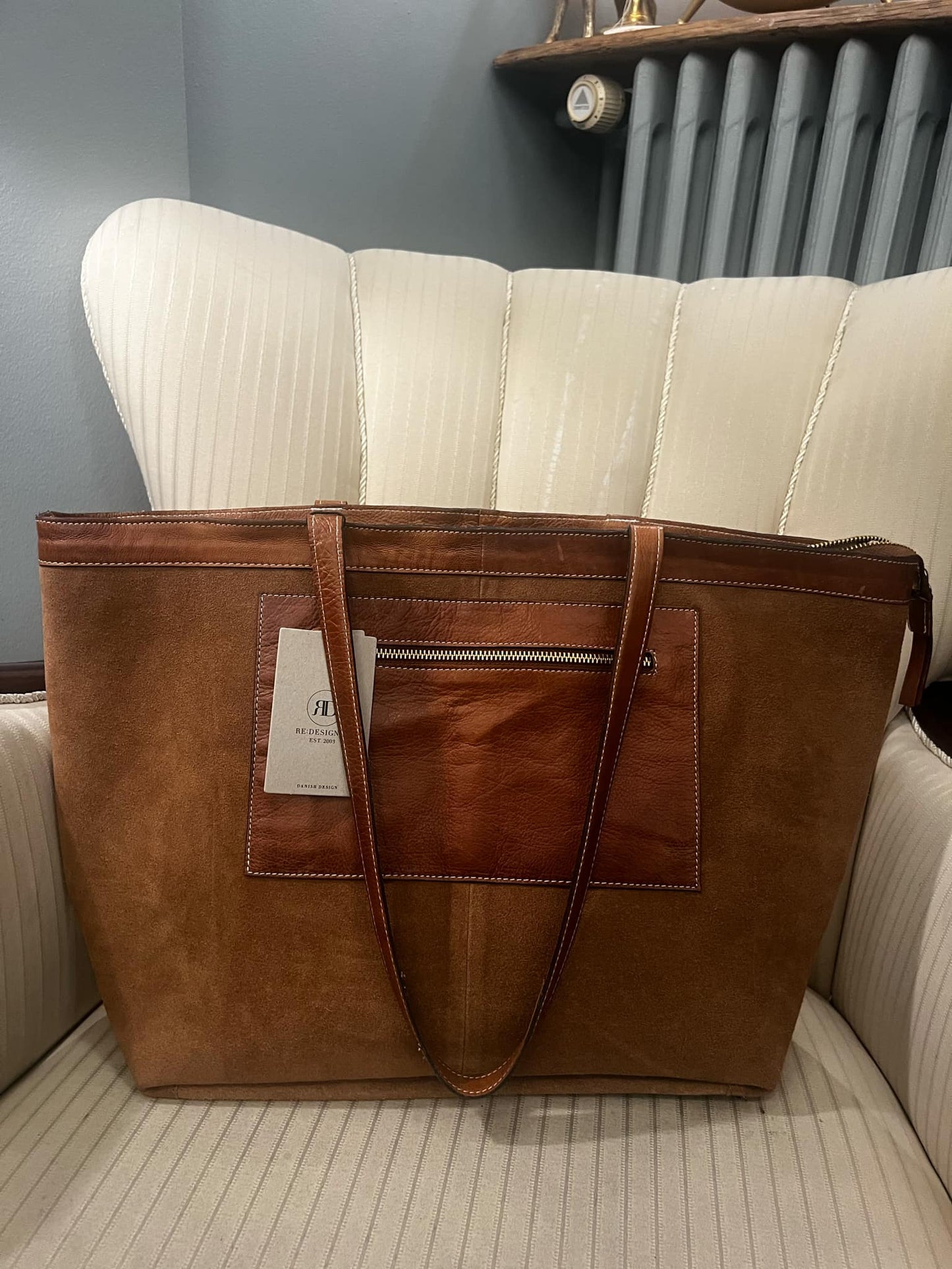 Helia rúskinns/leður shopper taska