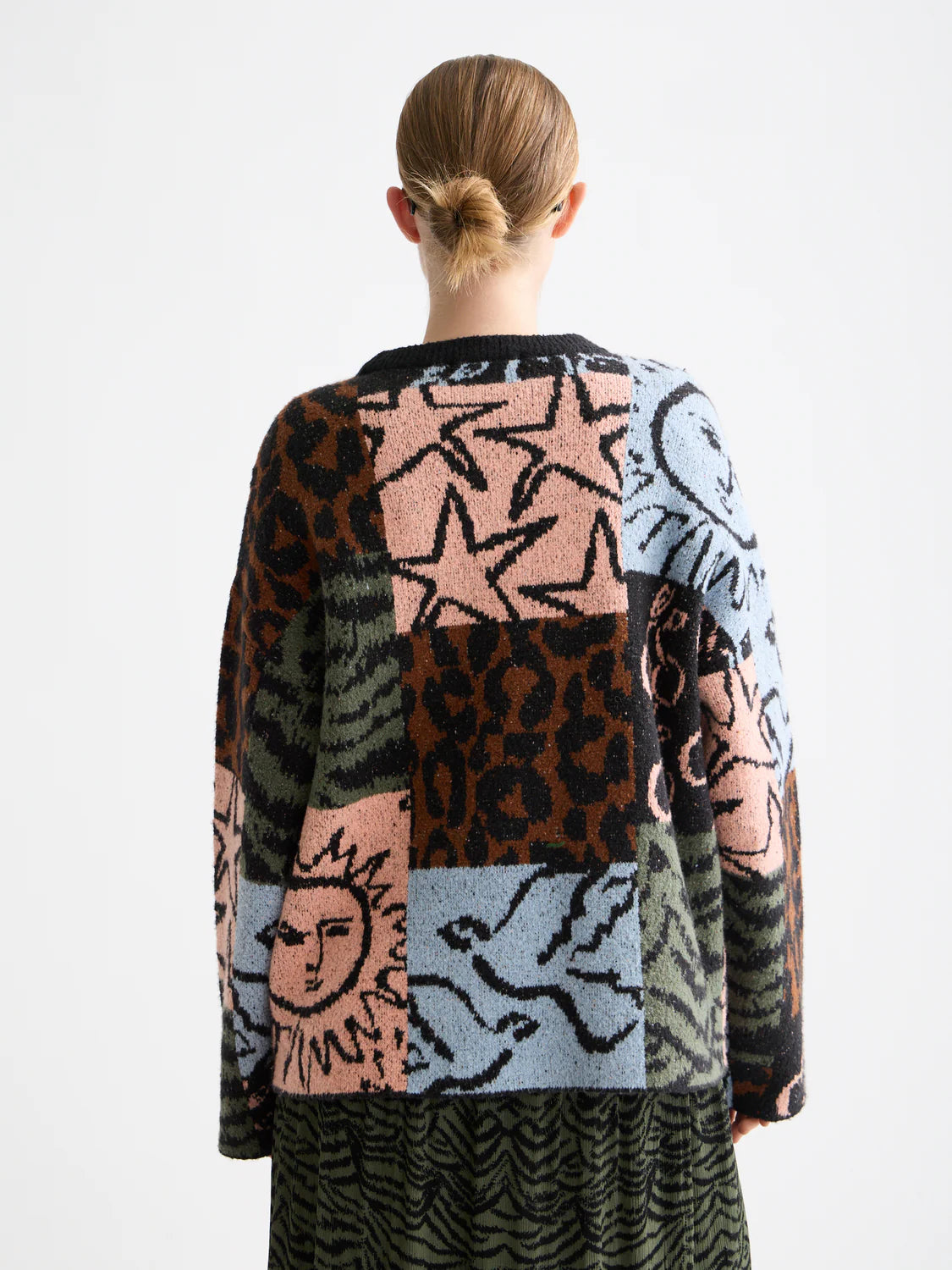 Jacquard oversized peysa