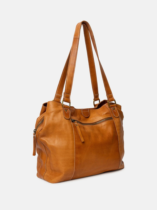 Jess leðurtaska stór, burned tan