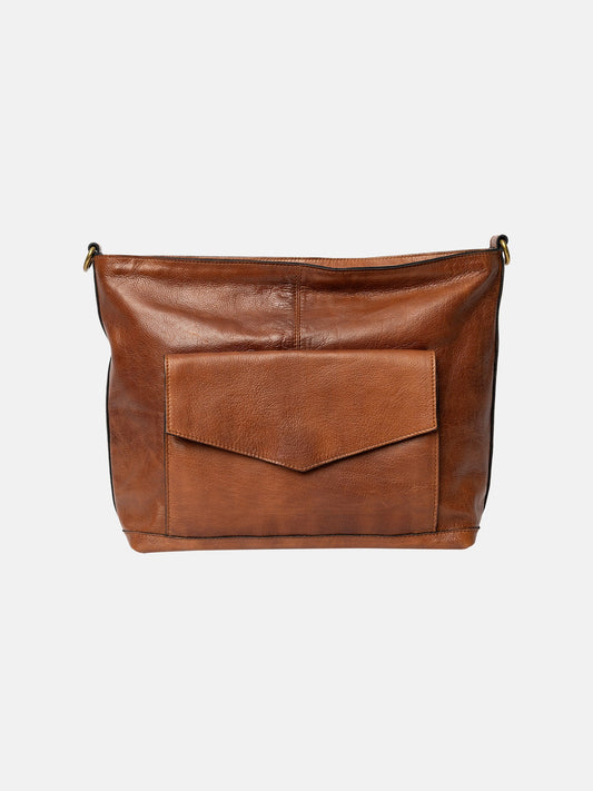 Luzia leðurtaska stærri, walnut