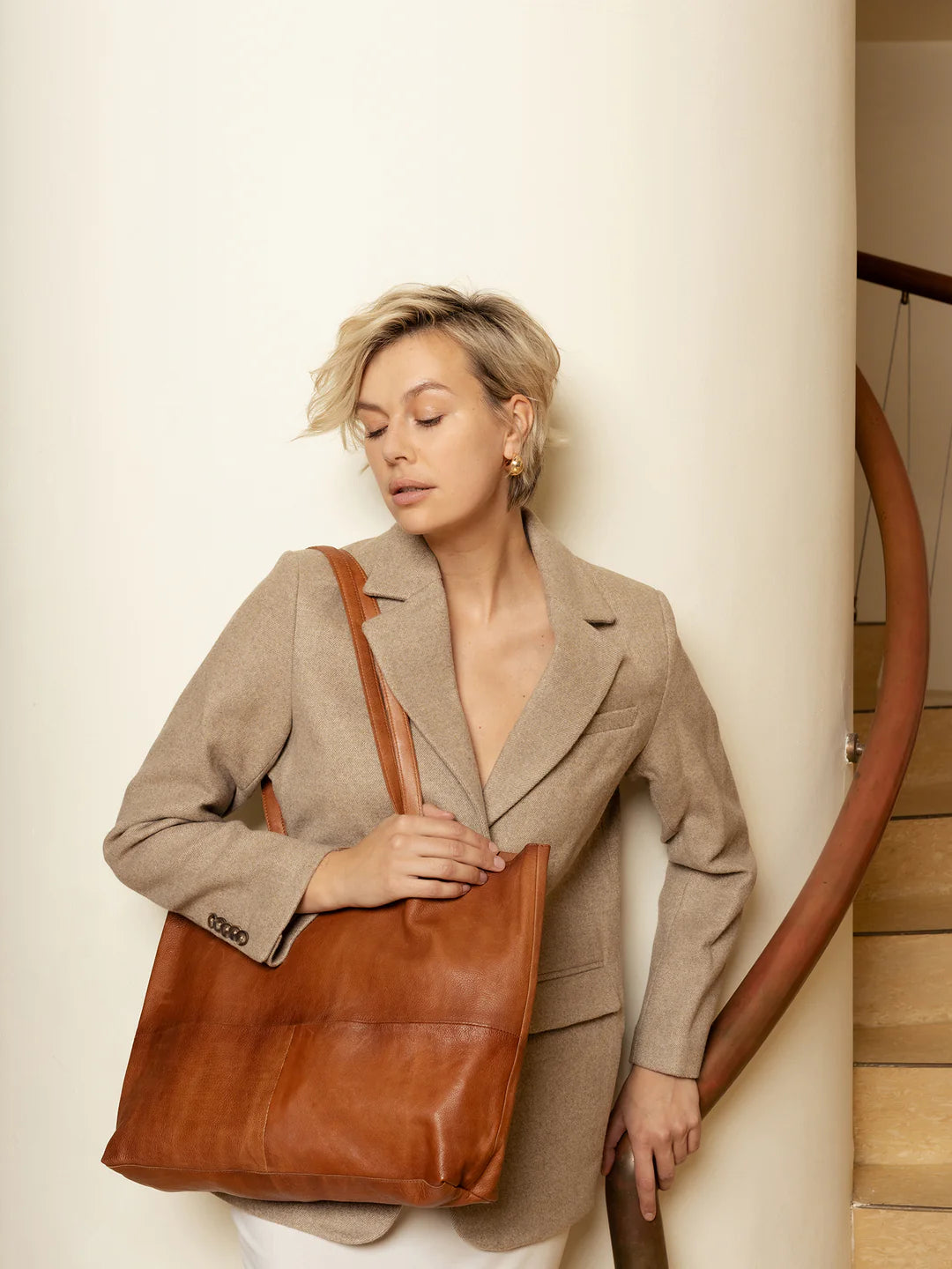 Marlo leðurshopper, walnut