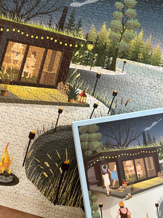 Púsl 1000 bita, sauna við vatnið