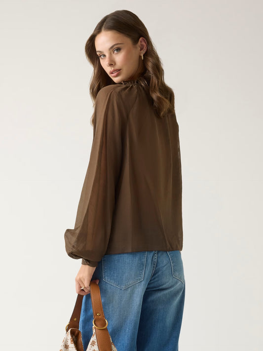 Guess Ruffled blússa, brún