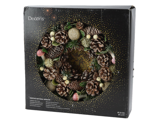 Könglakrans með jólasveppum 33cm