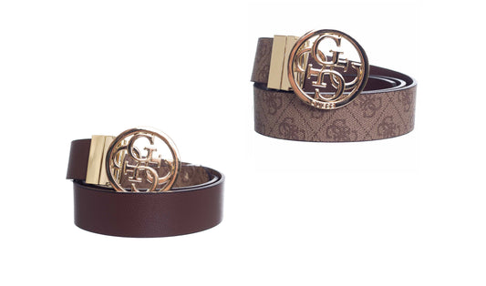 Guess belti 2 in 1, brúnt/latte lógó