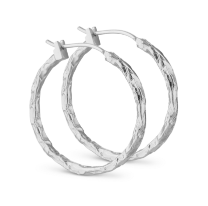 Foil silfur hringir, eyrnalokkar