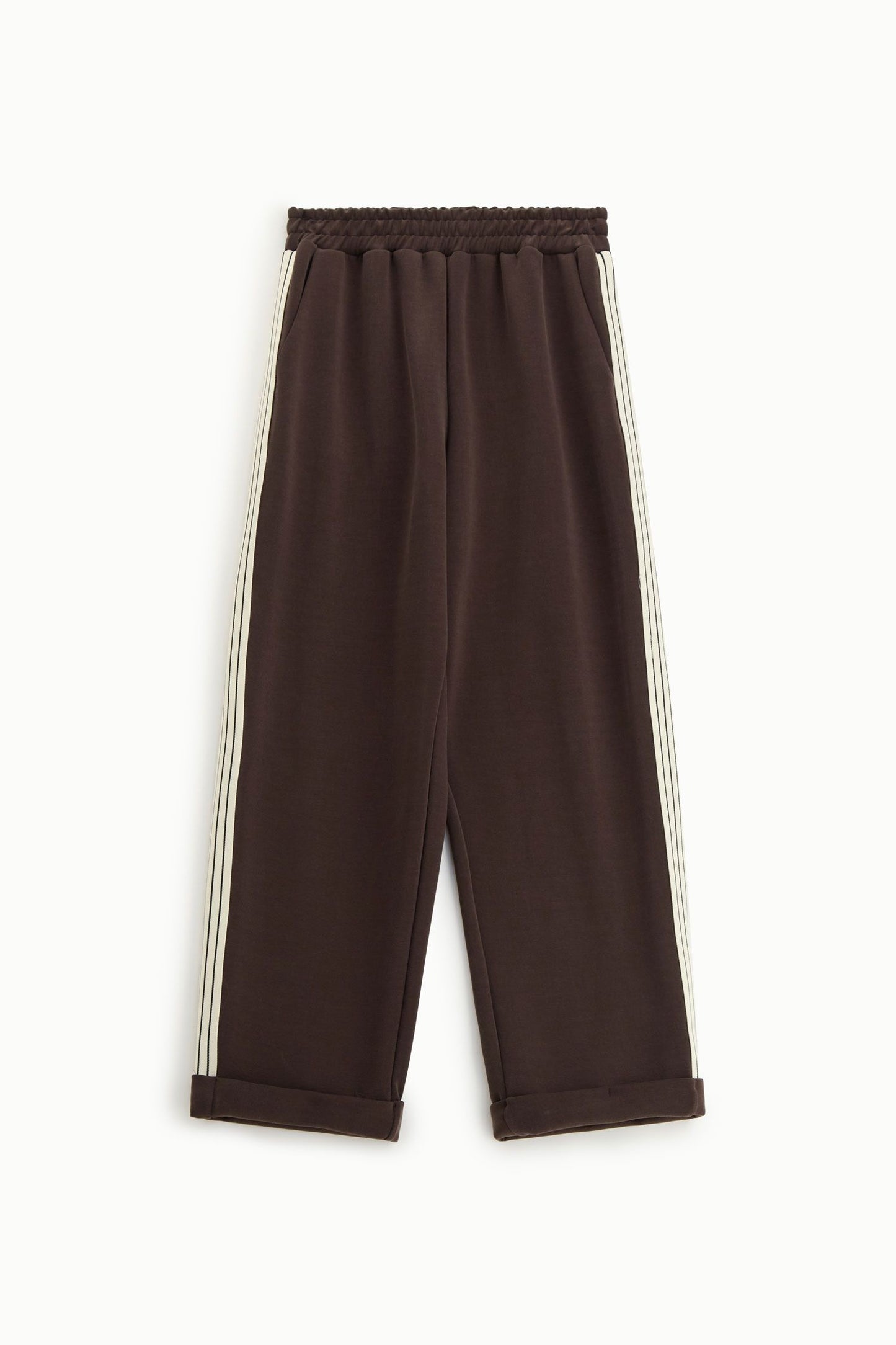 Imperial joggingbuxur með röndum, brúnar