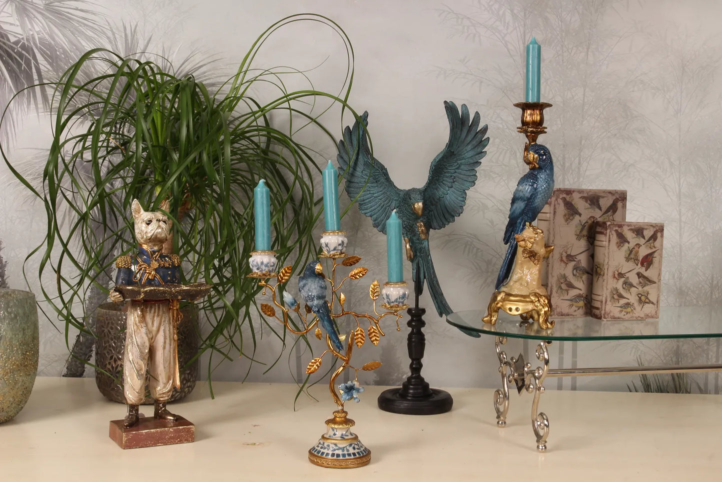 Kertastjaki þrefaldur, blár fugl