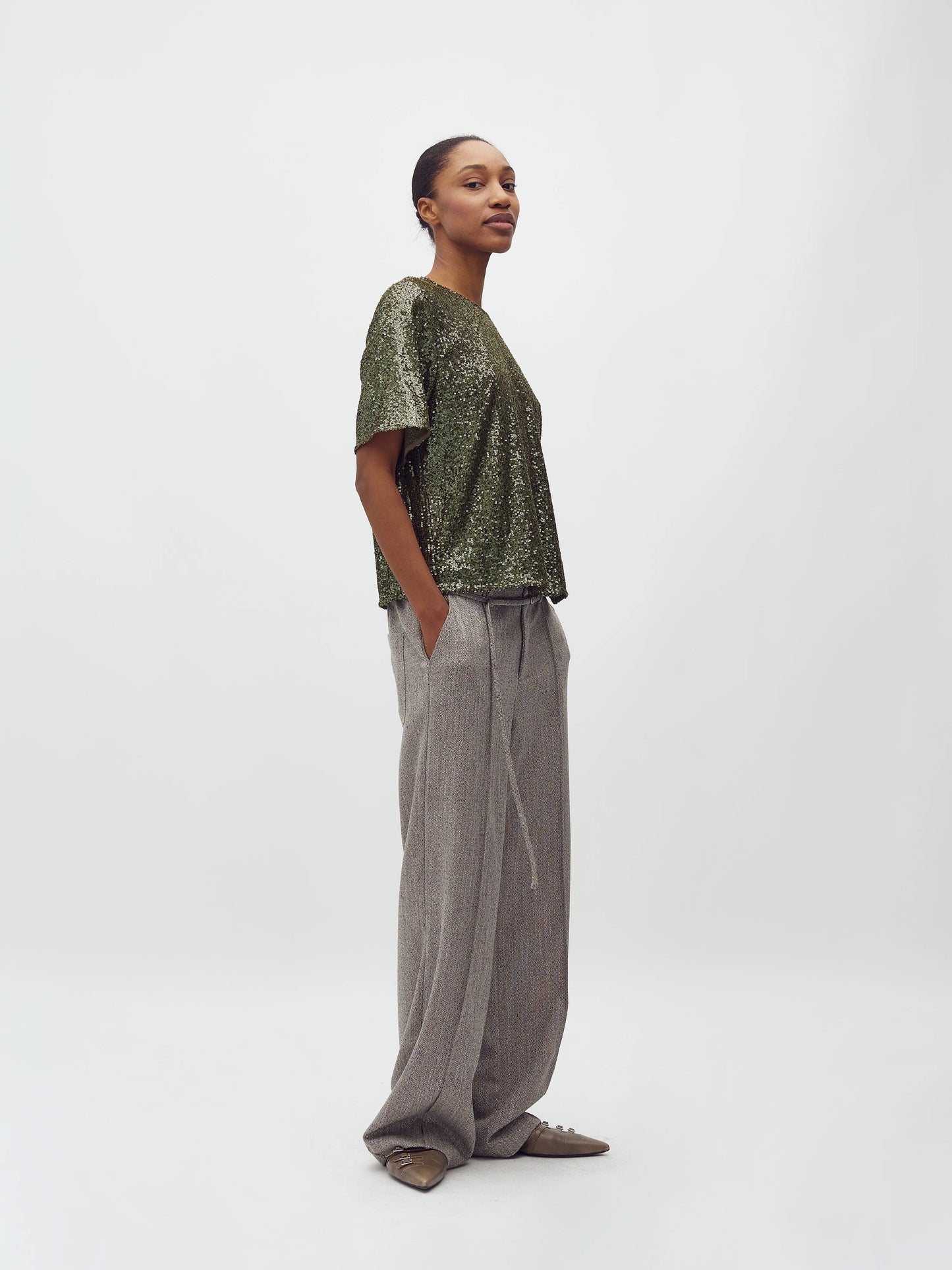 Emrilla-M pallíettutoppur, grænn