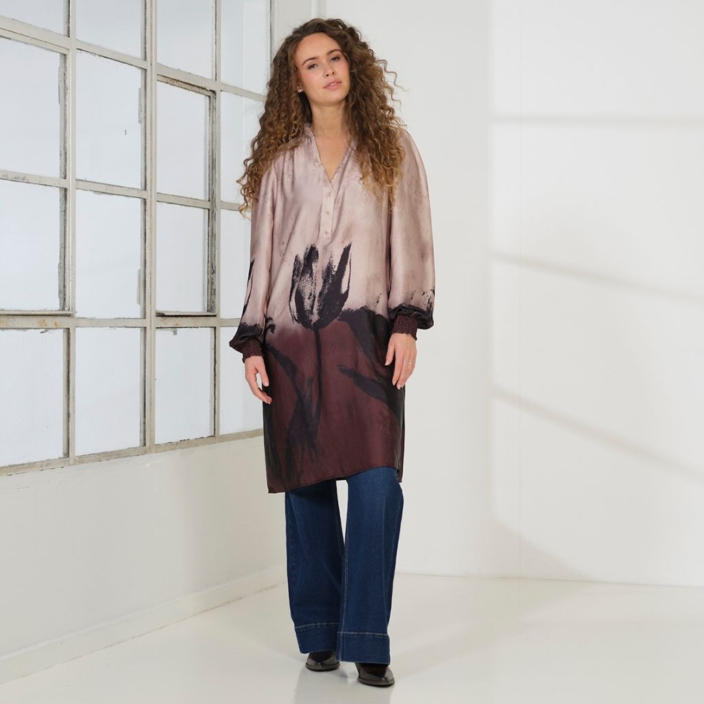 Signe kjóll, brún/bleikur