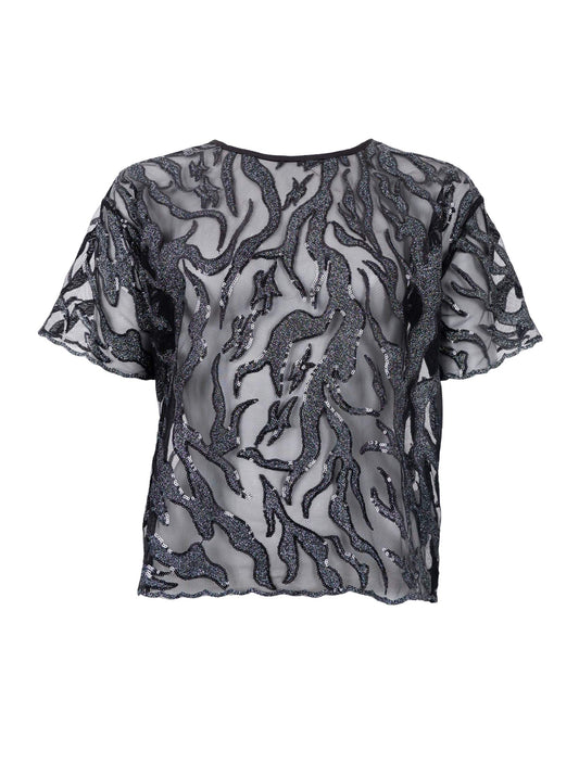 Maggie blússa, svört/silfur