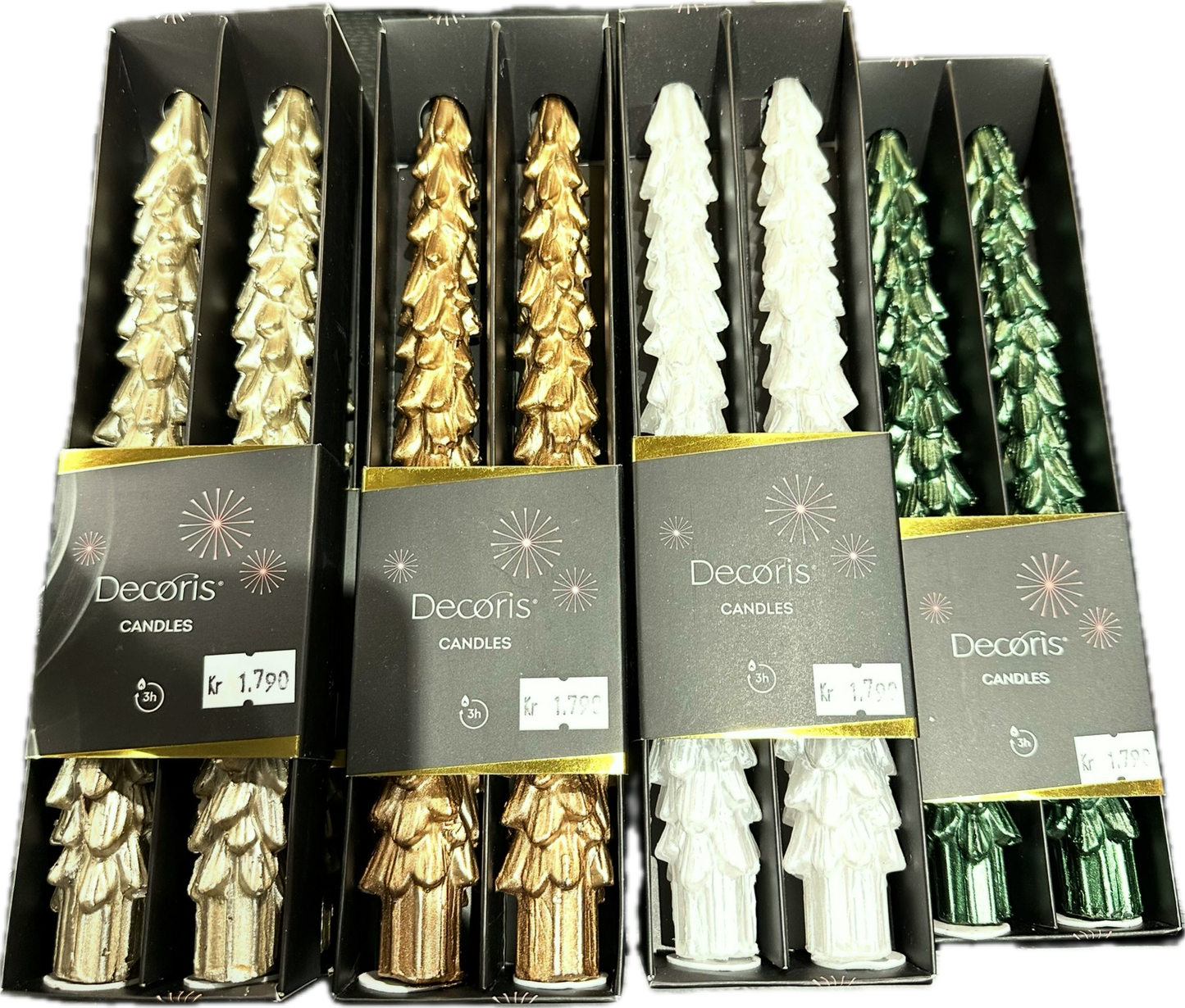 Jólatréskerti - 4 litir