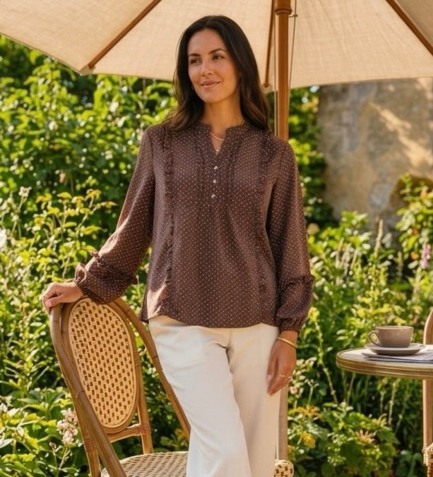 Camilla blússa, brún