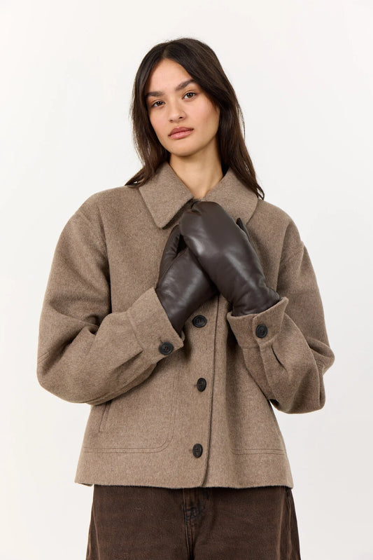 Hester leðurlúffur, brúnar