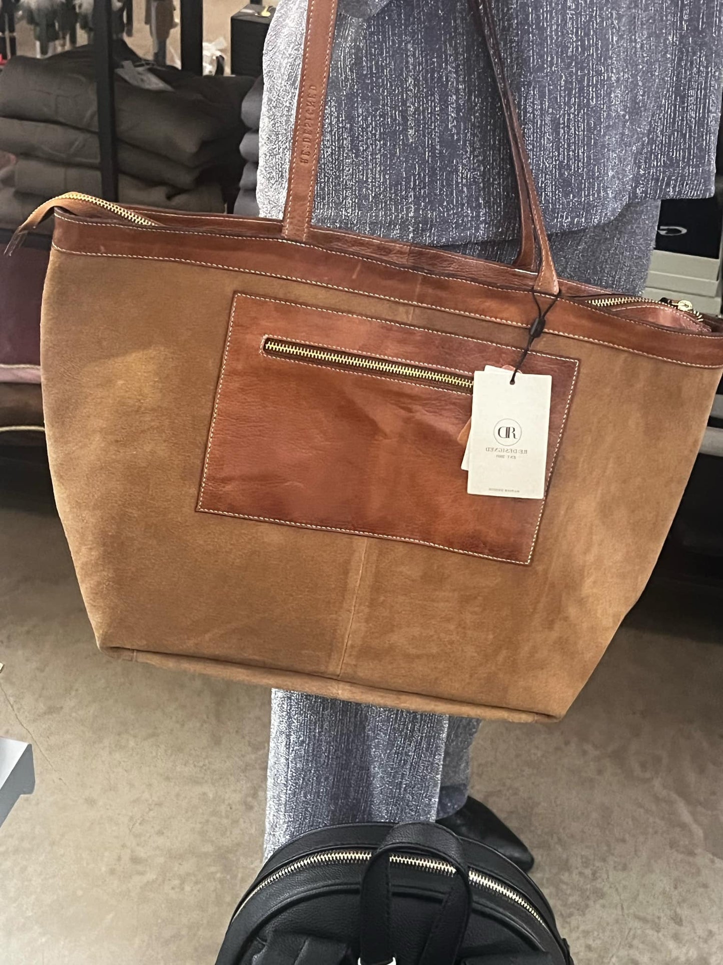 Helia rúskinns/leður shopper taska