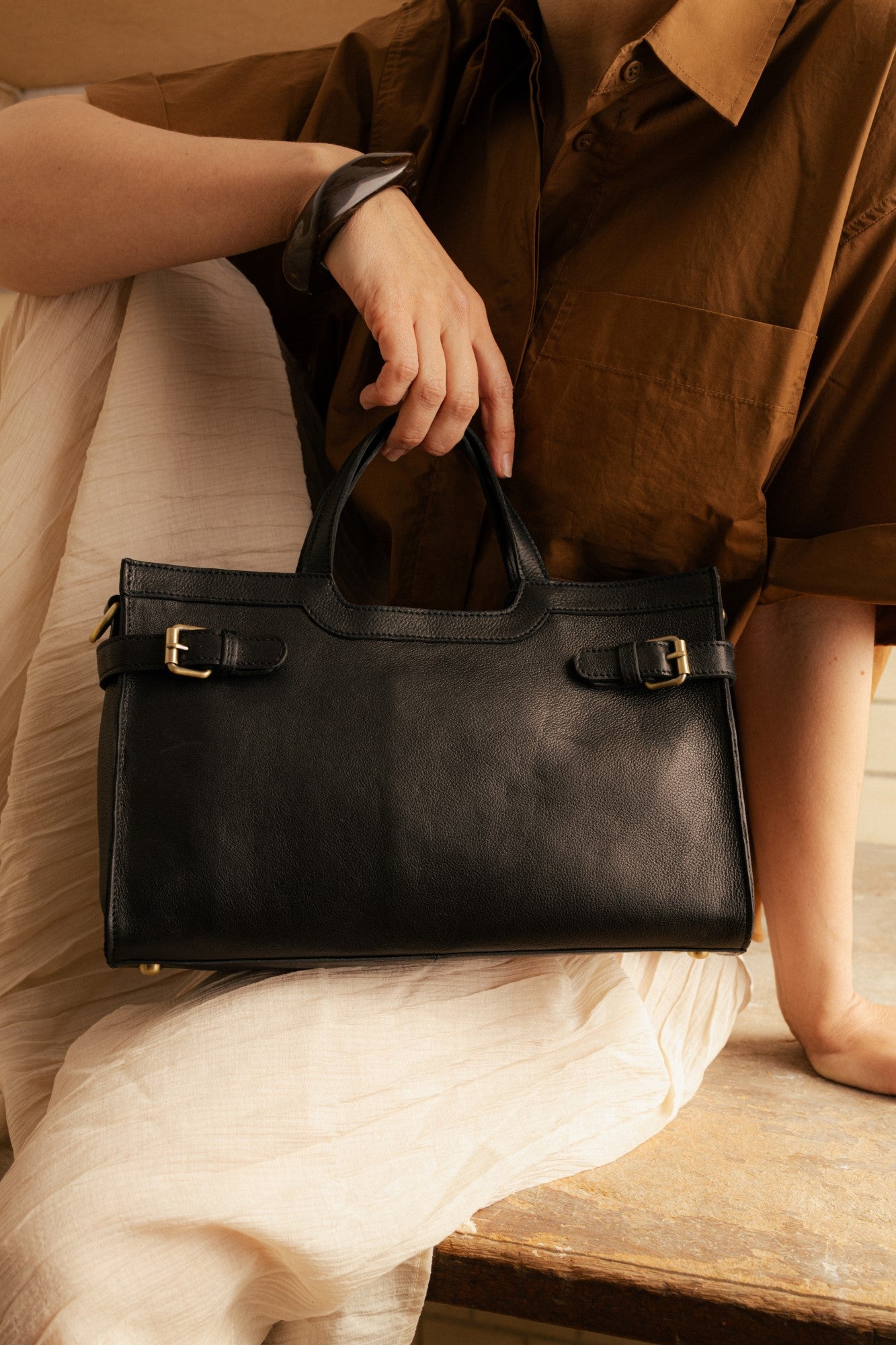 May leðurtaska minni, svört