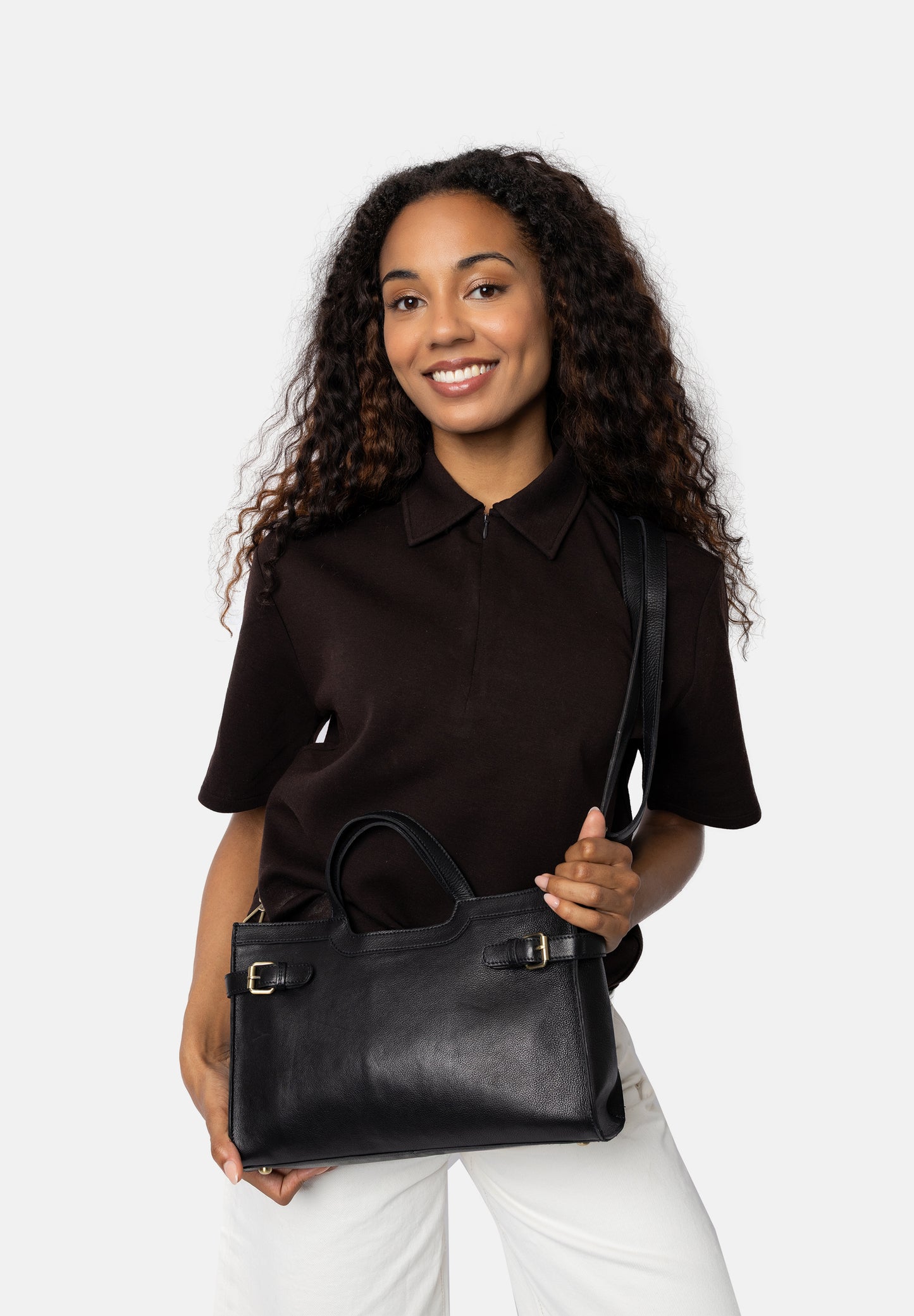 May leðurtaska minni, svört