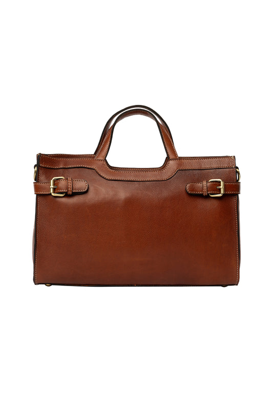 May leðurtaska minni, koníaksbrún