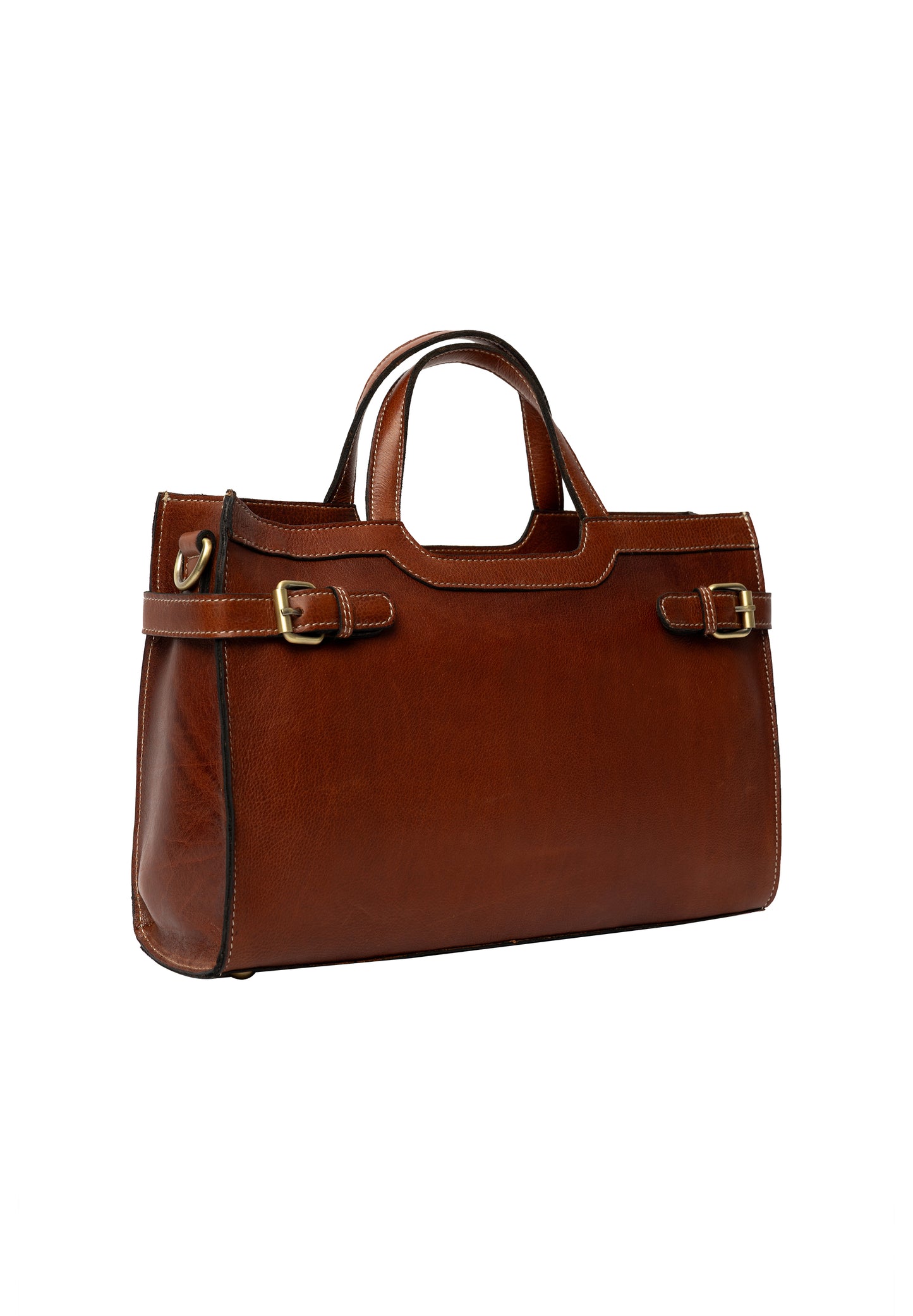 May leðurtaska minni, koníaksbrún