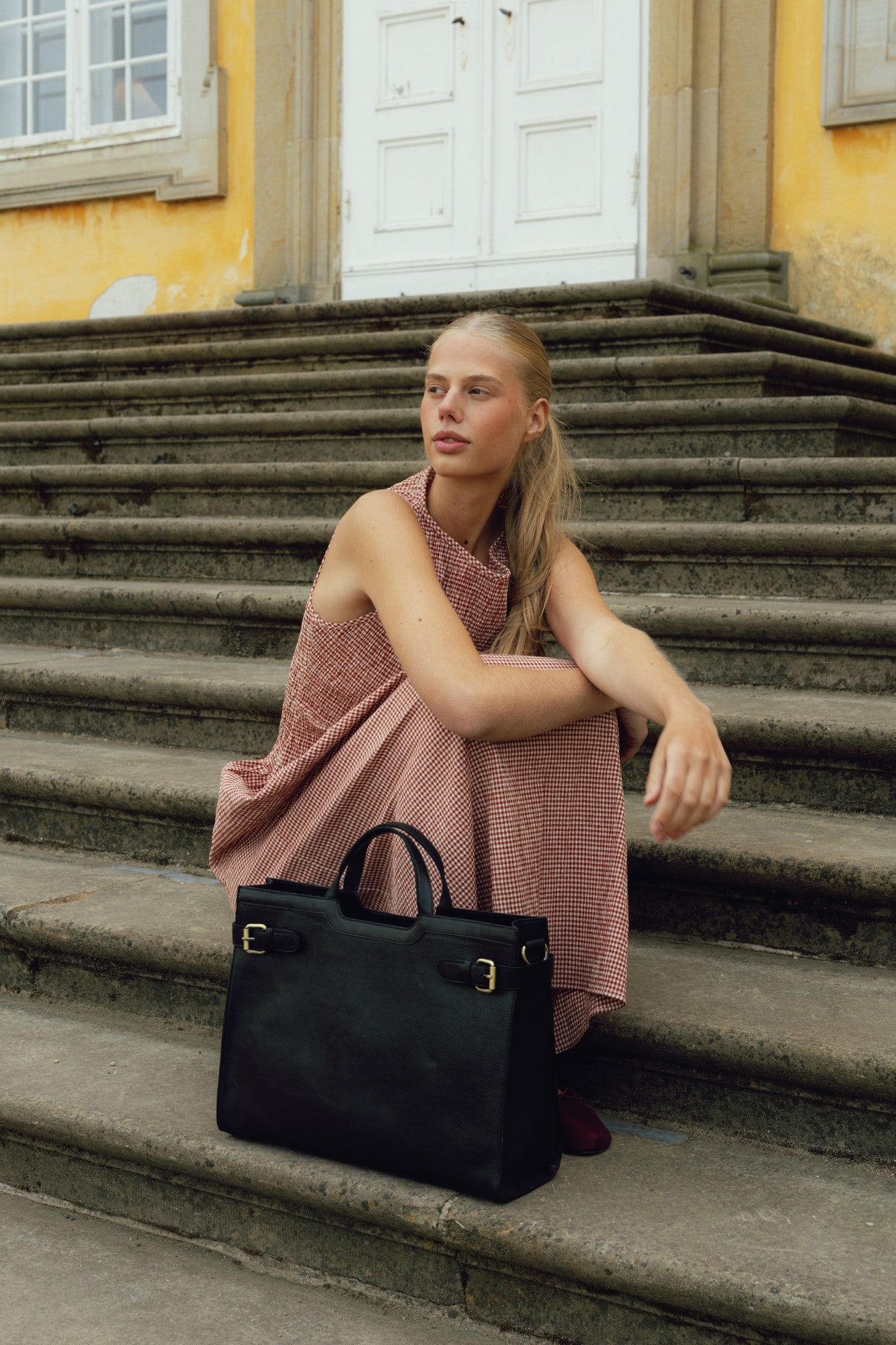 May leðurtaska stór, svört