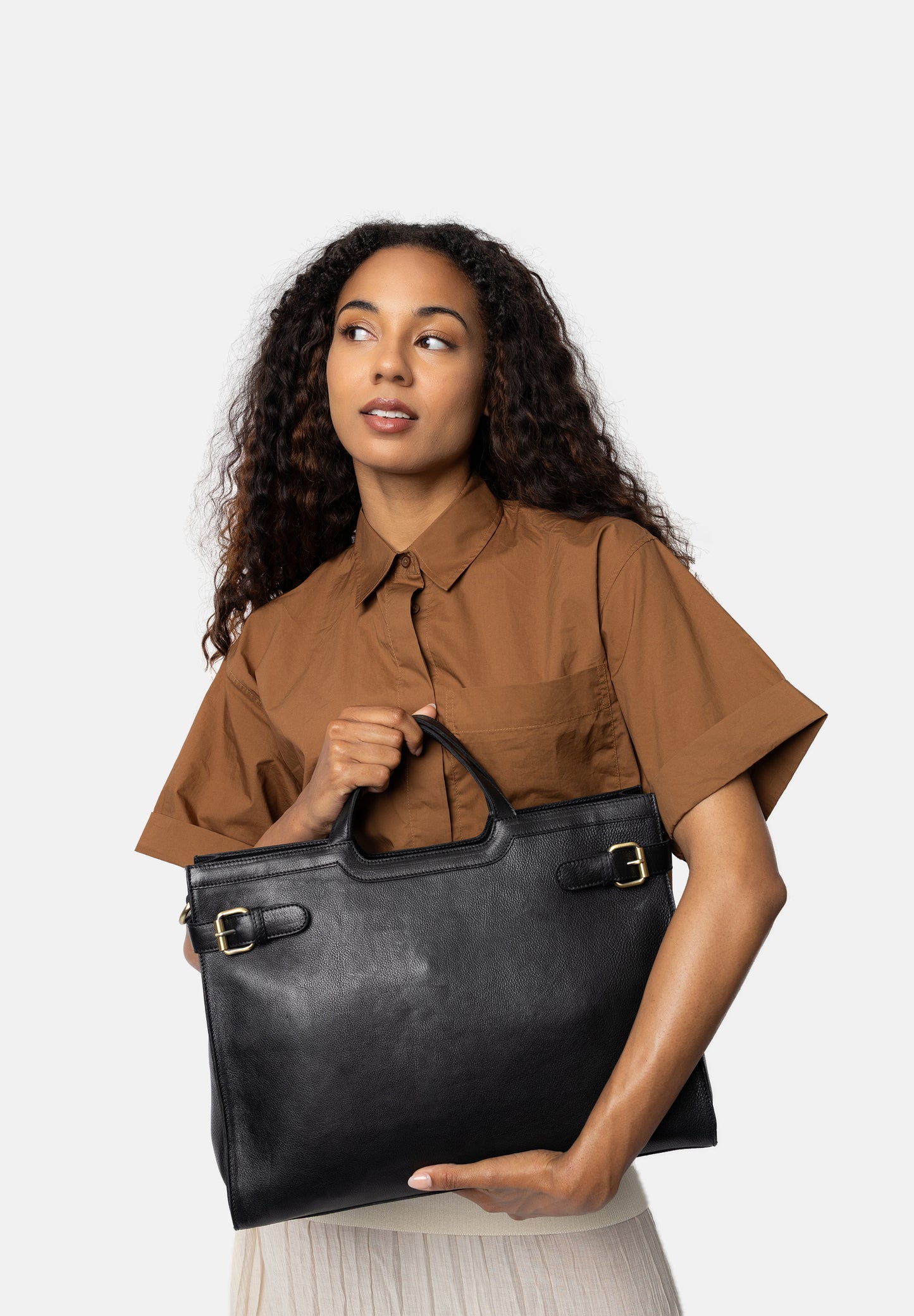 May leðurtaska stór, svört