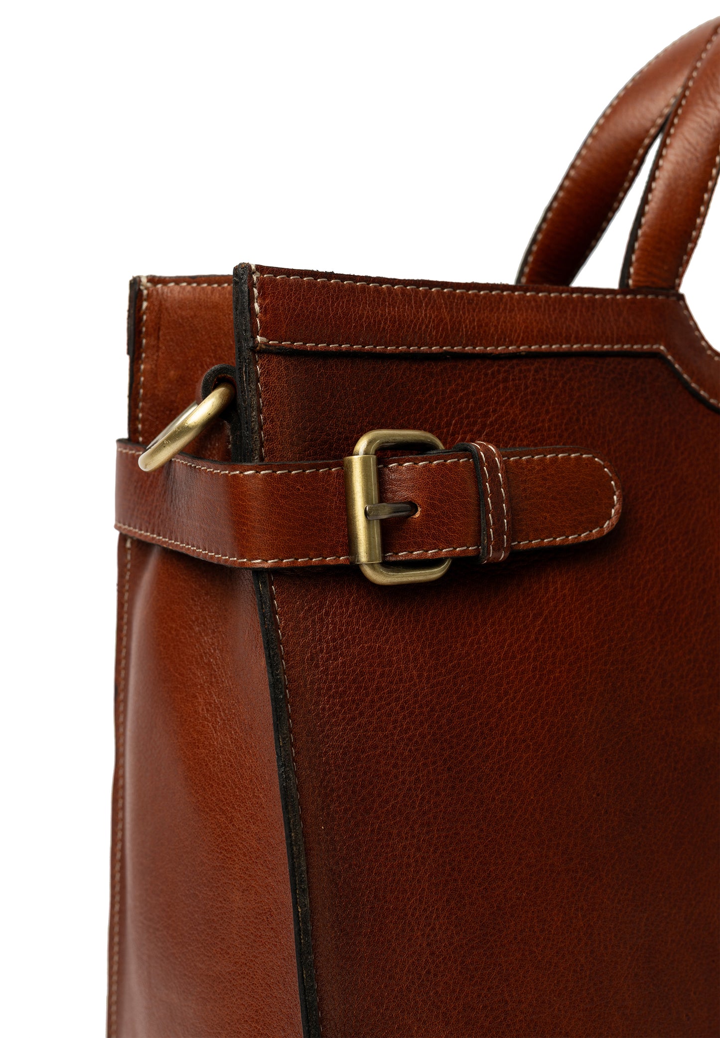 May leðurtaska stór, koníaksbrún