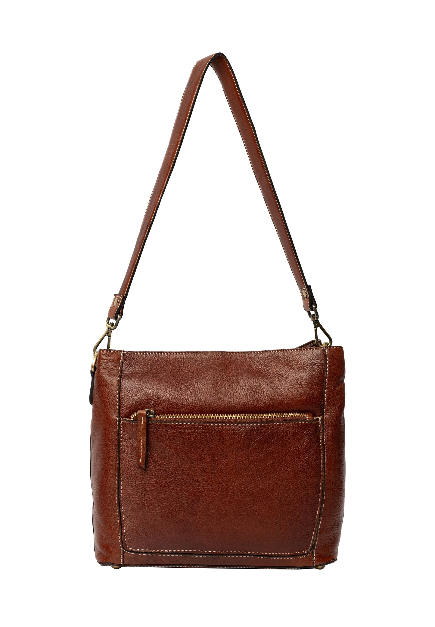 Myra leðurtaska, minni, koníaksbrún