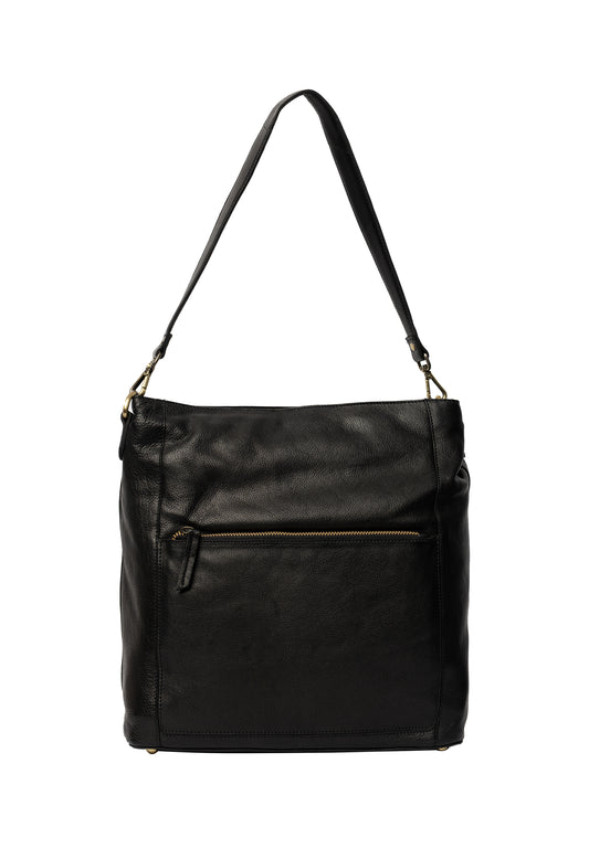 Myra leðurtaska, stærri, svört