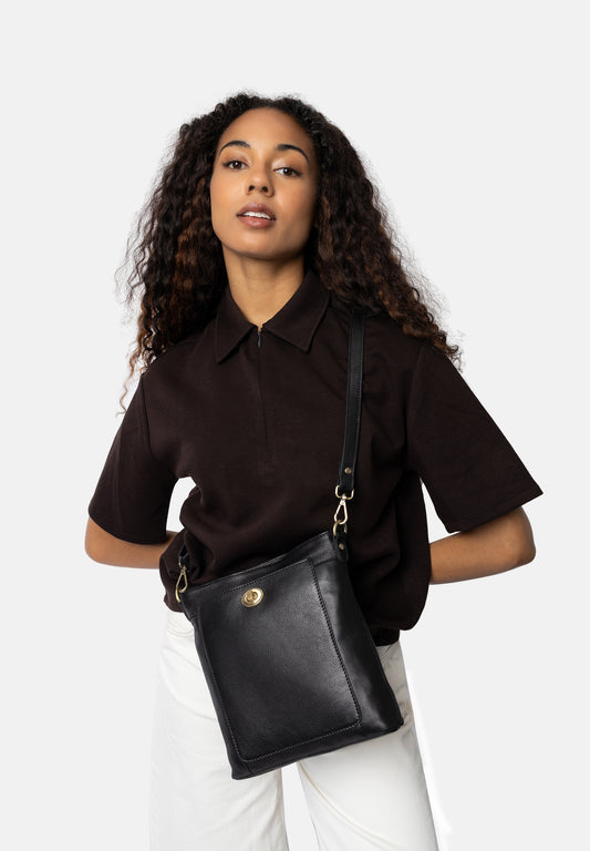 Moa leðurtaska, svört